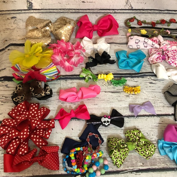 Random bows and bracelet lot for girls accessories ready for school multicolor - Picture 3 of 9